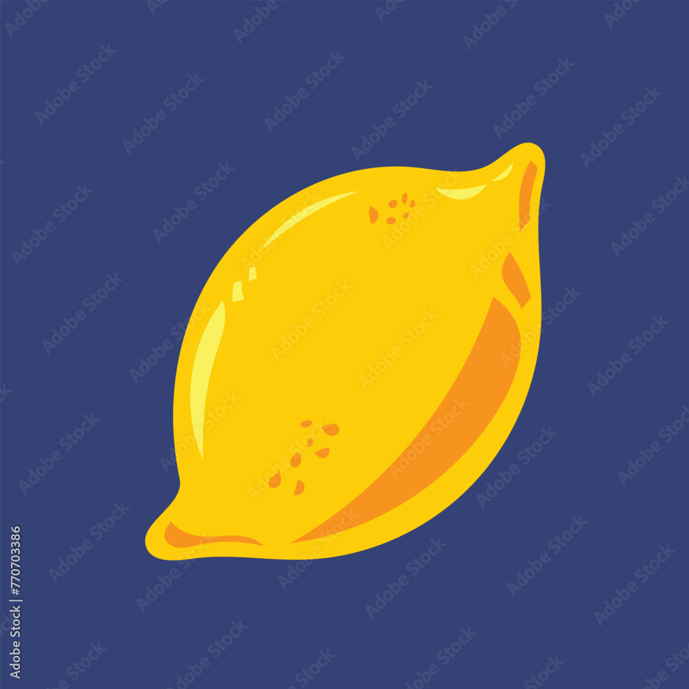Yellow lemon citrus fruit vector illustration doodle isolated on square ...