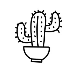 Wall Mural - Cactus outline hand drawn vector