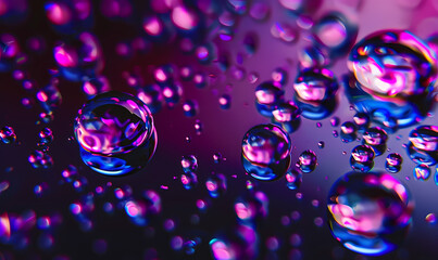 Wall Mural - Purple raindrops with a luminous effect