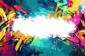 Wall Mural - abstract graffiti wall background with white space in the middle for design. generative ai