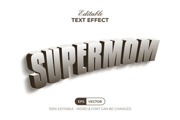 Poster - supermom 3d vintage text effect style. editable text effect.