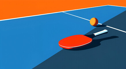 Wall Mural - Vector illustration depicting a ping pong poster template featuring a table and rackets for ping-pong