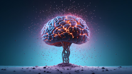 Poster - Artificial Intelligence technology with exploding brain