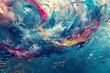 © MDHABIBUR - Vibrant colors swirling in futuristic underwater chaos generated ai