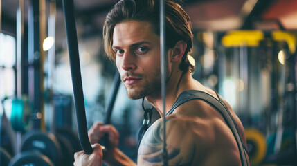 male person at the gym working out