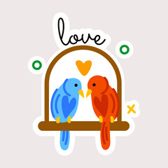 Poster - Grab this flat sticker of bird romance 