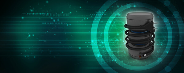 Poster - 3d rendering Fiber optical cable detail connected database 