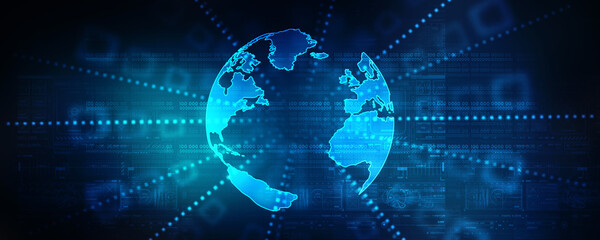 Poster - 2d illustration world map abstract background
