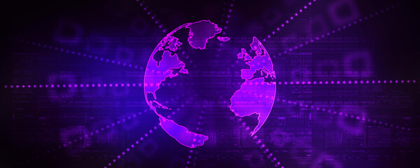 Poster - 2d illustration world map abstract background
