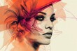 Fashion girl abstract portrait, retro style trendy paper collage with texture variations, mixed art