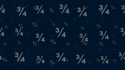 Poster - Three quarters symbols float horizontally from left to right. Parallax fly effect. Floating symbols are located randomly. Seamless looped 4k animation on dark blue background