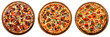 © muhamad - Collection of circle pizza on wood pan top view transparent background