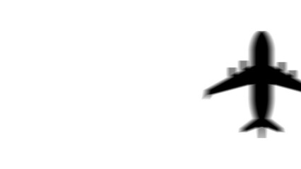 Poster - animation set, airplane symbol. animations: transparency, zooms, transition top to down, transition 