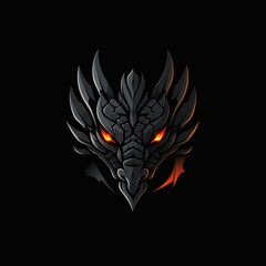 Wall Mural - Vector illustration logo icon design of a dragon head.