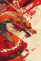 Wall Mural - Vector illustration of Chinese zodiac dragon as the mythical animal in Eastern Asia culture.