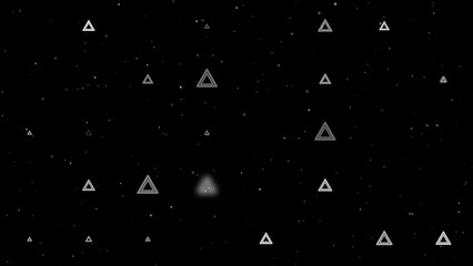Poster - Template animation of evenly spaced emergency stop signs of different sizes and opacity. Animation of transparency and size. Seamless looped 4k animation on black background with stars