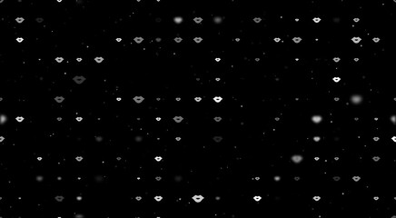 Poster - Template animation of evenly spaced lips symbols of different sizes and opacity. Animation of transparency and size. Seamless looped 4k animation on black background with stars