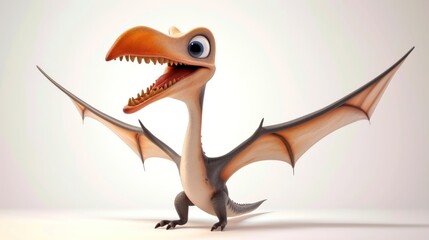 Wall Mural - 3d rendering of of a flying dinosaur, pterodactyl, over white background.