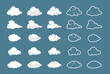 © Jer - Collection of white cartoon and anime clouds in a sleek flat design collection. Cloud shapes design. Vector set clouds. White cloud collection. Vector.