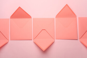 Sticker - Open Square paper pink envelopes on pink background