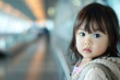 child girl portrait in airport terminal