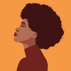 Wall Mural - Vector flat illustration portrait of black african girl avatar For social media user profile, website and app design and development, user profile icons