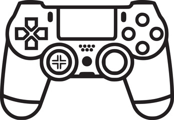 Wall Mural - Outline game controller icon. Linear joystick sign, wireless gamepad for game console with editable stroke