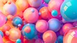Vibrant balloons filling a colorful space.