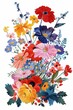 floral arrangement, tshirt graphic, vector, white background, variety of flowers, variety of colours,