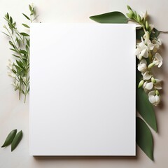 Poster - blank note paper with green leaves