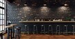 Sophisticated Black Brick Pub Interior with Mock-Up Wall