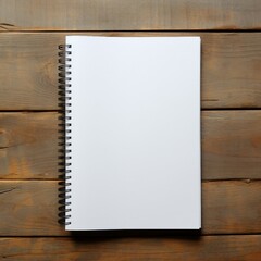 Sticker - blank notebook on wood background