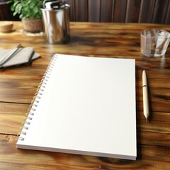 Canvas Print - blank notebook and pen