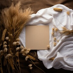 Canvas Print - paper and wheat ears