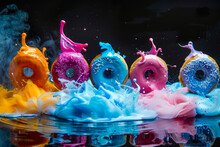 Group Of Donuts, Glazed And Sprinkled, Are Clustered Together