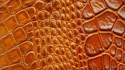 The texture of orange leather imitating a crocodile pattern