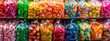 multi-colored caramel candies. selective focus.