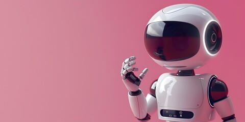 Poster - a futuristic humanoid chatbot character engaged in a digital conversation or dialogue