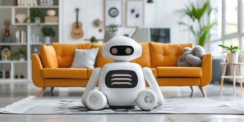 Poster - Smart Home Hub Controlling Household Devices in Cozy Modern Living Room Interior
