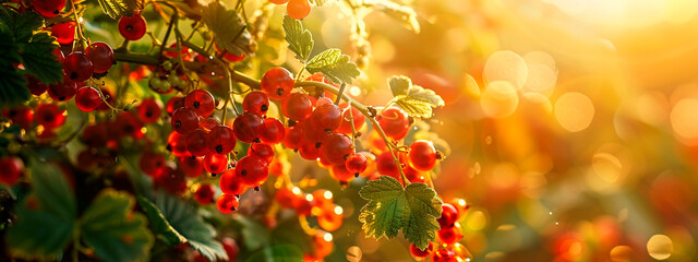 Wall Mural - ripe berries on a bush in the garden. selective focus.