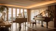 Upon entering the living room, my eyes were immediately drawn to the grand piano standing proudly in the corner, its polished surface reflecting the soft glow of the nearby lamps