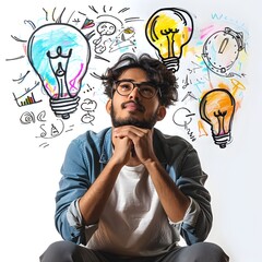 Poster - Young Entrepreneur Brainstorming and Planning Business Growth Strategies at Startup Workshop