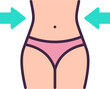 Woman weight loss icon in line and fill style.