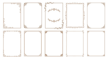 Wall Mural - Retro ornamental frame, rectangle ornaments. Decorative vintage frames, borders.  Isolated icons vector set..eps