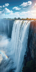 vertical background with view of large beautiful waterfall