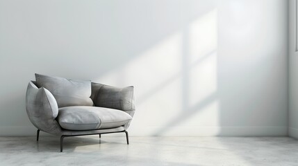 Wall Mural - modern minimalistic interior with stylish sofa and natural light. clean design, simplicity and elega