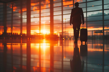 a businessman walking with a suitcase in airport in t 7fb62454-27b0-4723-ac63-eff630f8b7bb 3