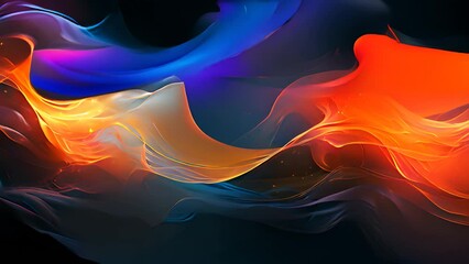 Poster - Abstract Painting of Orange and Blue Waves Generative AI