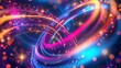 Colorful motion elements with neon led illumination. Abstract futuristic background - generative ai