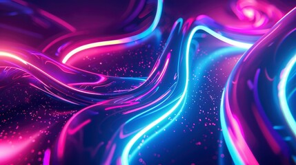 Colorful motion elements with neon led illumination. Abstract futuristic background - generative ai